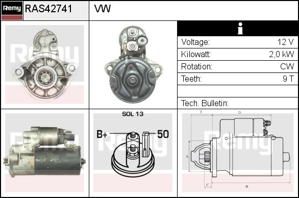 DELCO REMY Starter RAS39421